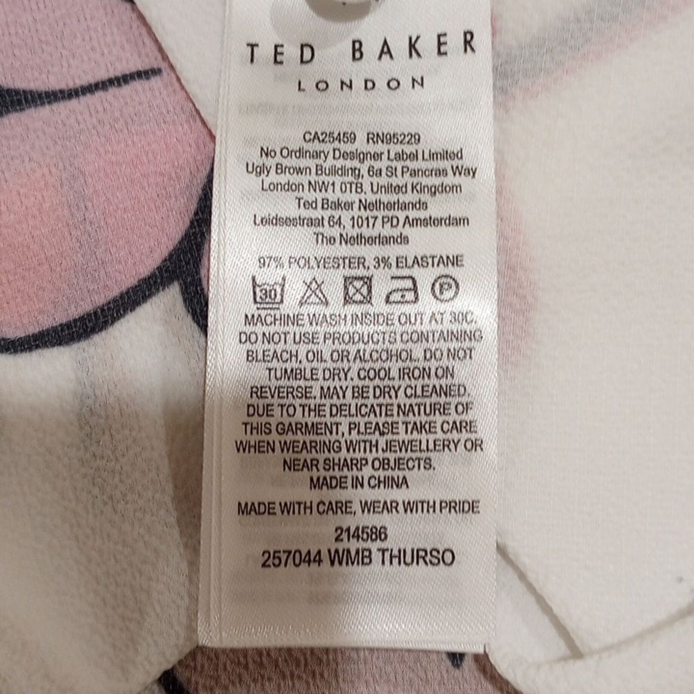 Ted Baker London Thurso Floral Print Stretch Woven Balloon Sleeve Blouse Size 4 - Picture 11 of 15